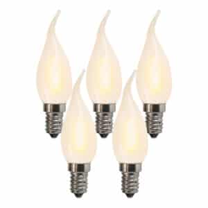 LUEDD 5er Set E14 LED gefrostete Kerzenlampe BXS35 1W 100 Lumen 2200K