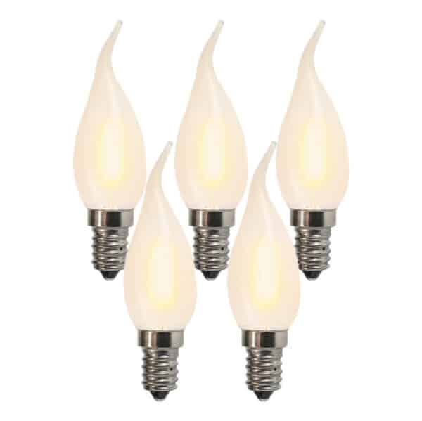 LUEDD 5er Set E14 LED gefrostete Kerzenlampe BXS35 1W 100 Lumen 2200K