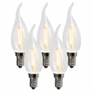 LUEDD Set mit 5 E14 LED-Filament-Kerzenlampen BXS35 1W 100LM 2200K