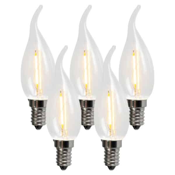 LUEDD Set mit 5 E14 LED-Filament-Kerzenlampen BXS35 1W 100LM 2200K