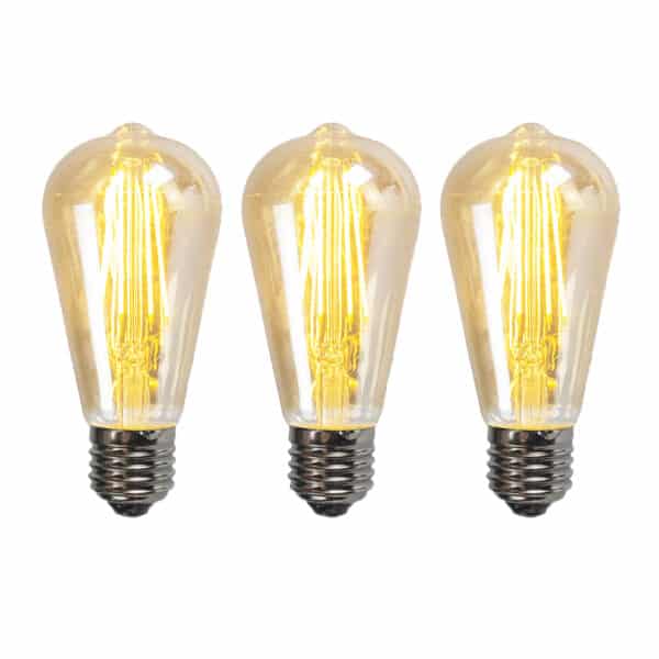 LUEDD Set mit 3 E27 dimmbaren LED-Lampen ST64 Gold 5W 450 lm 2200K