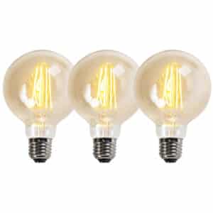 LUEDD 3er Set E27 dimmbare LED Lampen goldline G95 5W 450LM 2200K