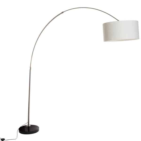 QAZQA Bogenleuchte XXL stahl Schirm 50cm creme