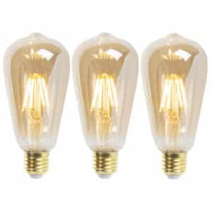 LUEDD Set mit 3 E27 dimmbaren LED-Lampen ST64 Goldline 5W 380 lm 2200K