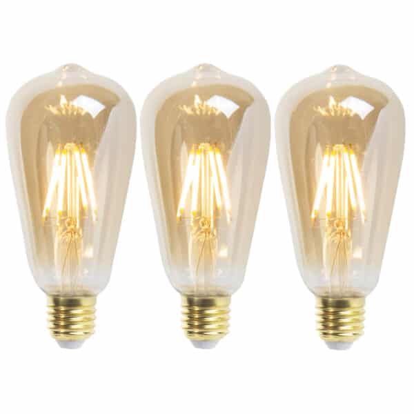 LUEDD Set mit 3 E27 dimmbaren LED-Lampen ST64 Goldline 5W 380 lm 2200K