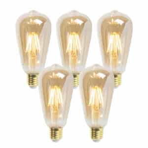 LUEDD Set mit 5 E27 dimmbaren LED-Lampen ST64 Goldline 5W 380 lm 2200K