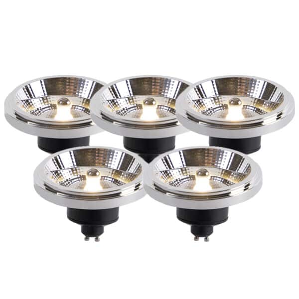 LUEDD Set mit 5 LED-Lampen AR111 GU10 12W 2000K-3000K Kelvin dimmbar