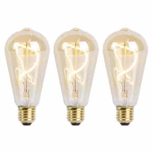 LUEDD Set mit 3 dimmbaren LED-Spirallampen E27 ST64 Gold 4W 270 lm 2100K