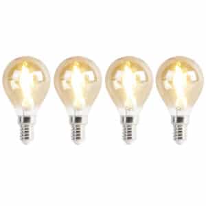 LUEDD Set mit 4 E14 LED-Lampen P45 Gold 2W 180 lm 2100K