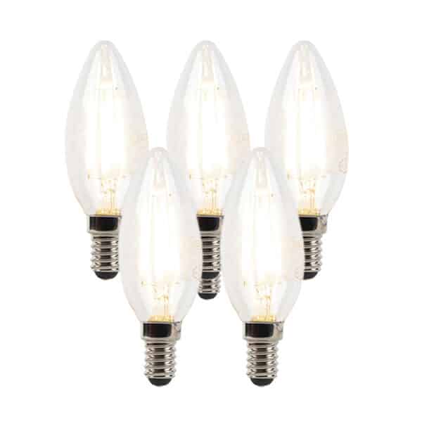 LUEDD Set mit 5 dimmbaren E14-LED-Kerzenlampen B35 klar 3W 250 lm 2700K