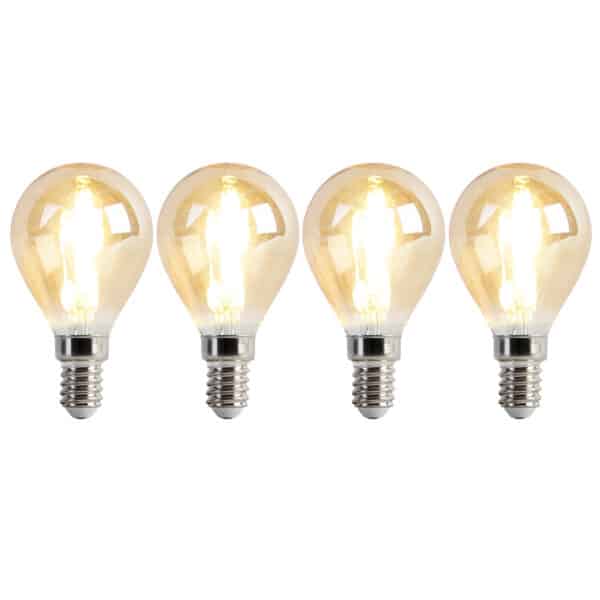 LUEDD Set mit 4 dimmbaren E14-LED-Lampen P45 Gold 3