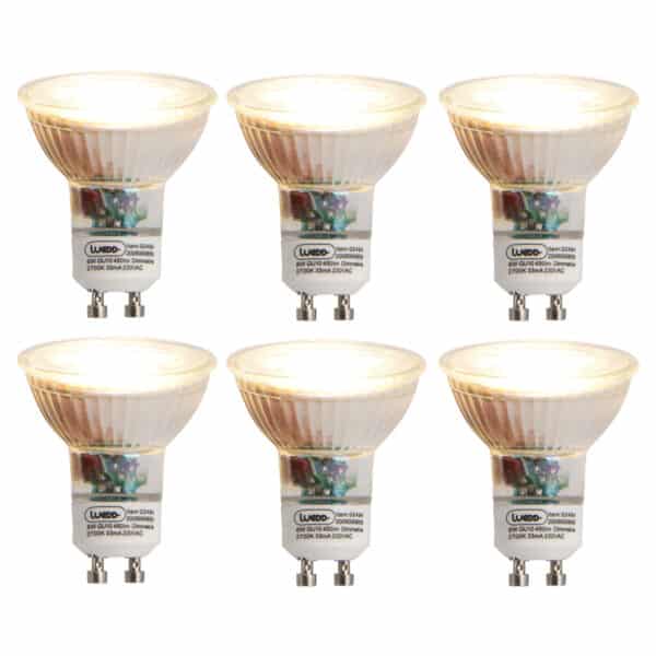 LUEDD Set mit 6 dimmbaren GU10-LED-Lampen 6W 450 lm 2700K