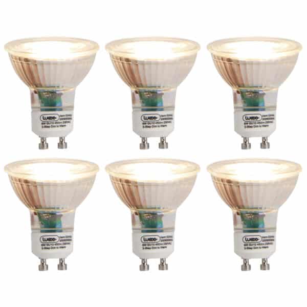 LUEDD Set mit 6 GU10 3-Stufen-Dimm-zu-Warm-LED-Lampen 6W 450 lm 2000K - 2700K