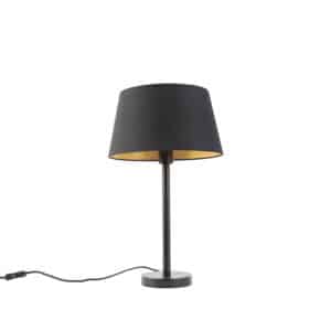 QAZQA Klassische Tischlampe schwarz mit schwarzem Schirm 32 cm - Simplo