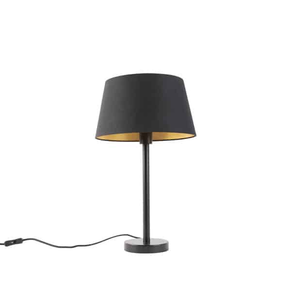 QAZQA Klassische Tischlampe schwarz mit schwarzem Schirm 32 cm - Simplo