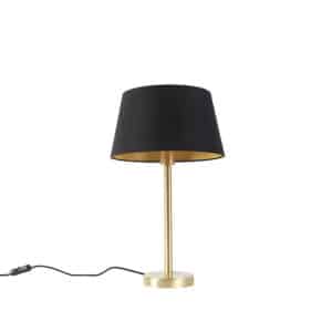 QAZQA Klassische Tischlampe Messing mit schwarzem Schirm 32 cm - Simplo