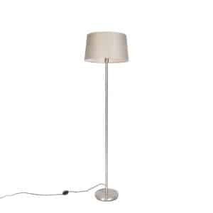 QAZQA Moderne Stehlampe Stahl mit taupefarbenem Schirm 45 cm - Simplo