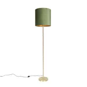 QAZQA Botanische Stehlampe Messing mit grünem Schirm 40 cm - Simplo