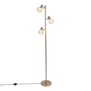 QAZQA Design Stehleuchte Gold 3-Licht verstellbar - Mesh