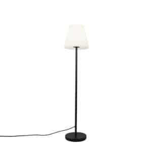 QAZQA Außen Stehlampe schwarz mit weißem Schirm 35 cm IP65 - Virginia