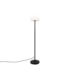 QAZQA Außen Stehlampe schwarz mit weißem Schirm IP65 25 cm - Virginia