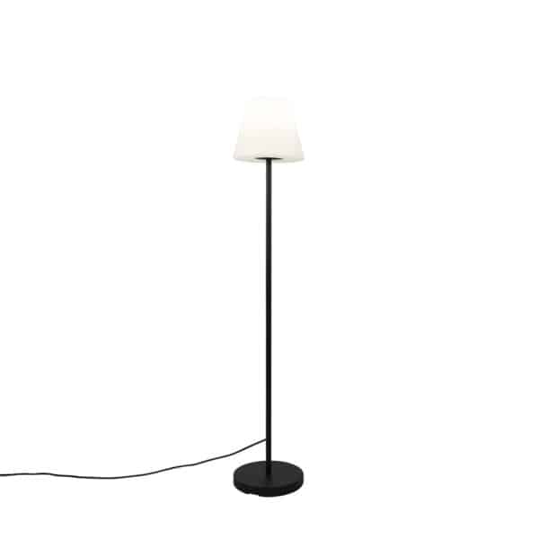 QAZQA Außen Stehlampe schwarz mit weißem Schirm IP65 25 cm - Virginia