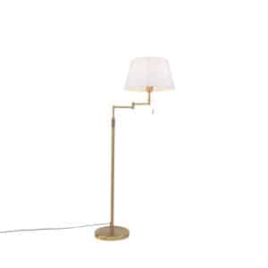 QAZQA Stehlampe Bronze mit weißem Schirm und verstellbarem Arm - Ladas Deluxe