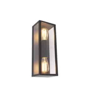 QAZQA Industrielle Wandleuchte schwarz 38 cm 2-Licht IP44 - Charlois