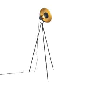 QAZQA Stehlampe schwarz mit Gold 154