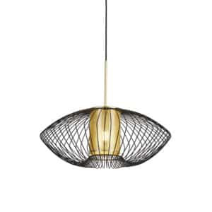 QAZQA Design Hängelampe Gold mit schwarz 60 cm - Dobrado