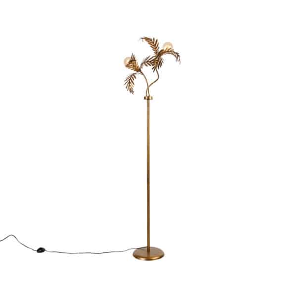 QAZQA Vintage Stehlampe Gold 2-Licht - Botanica