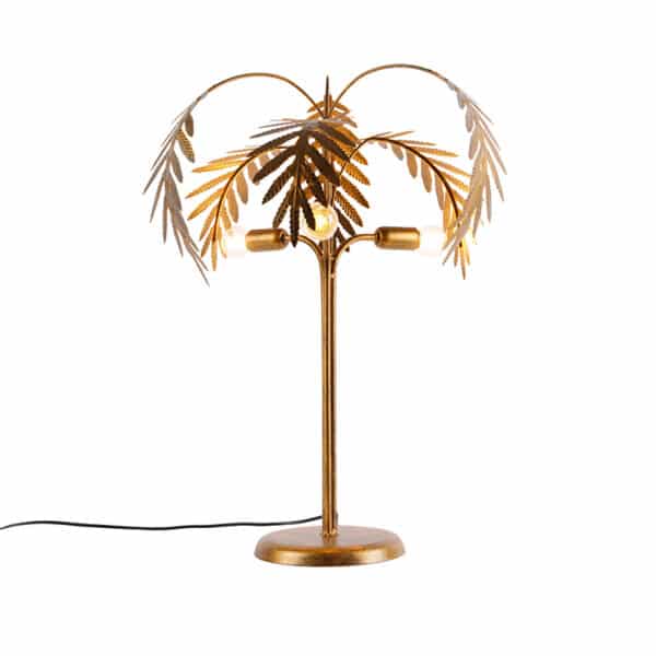 QAZQA Art Deco Tischlampe Gold 3-Licht - Botanica