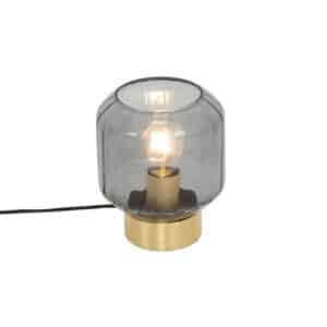 QAZQA Design Tischlampe Messing mit Rauchglas - Stiklo