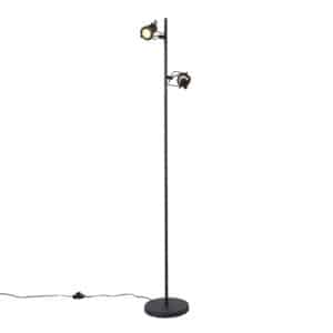 QAZQA Industrie Stehlampe schwarz 2-Licht - Suplux