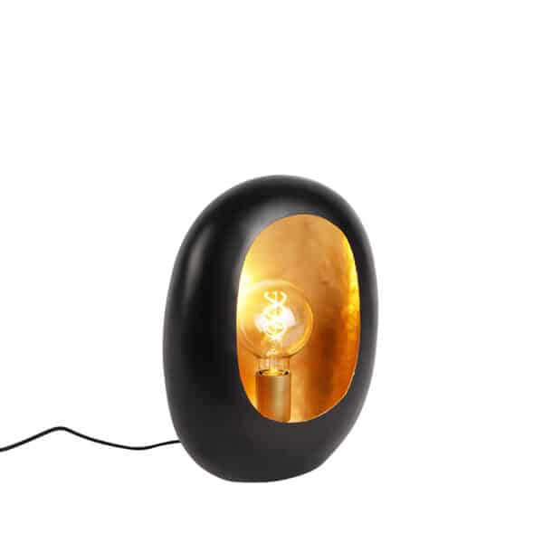 QAZQA Design Tischlampe schwarz mit goldenem Interieur 36 cm - Cova