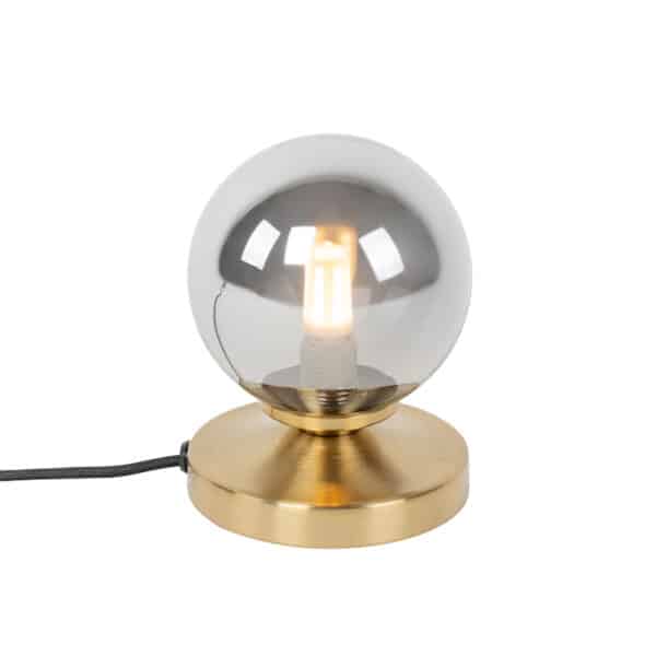 QAZQA Moderne Tischlampe Gold mit Rauchglas - Athen