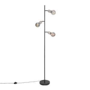 QAZQA Industrielle Stehlampe schwarz mit Beton 3-Licht - Pedra