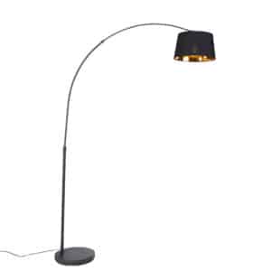 QAZQA Moderne Bogenlampe schwarz mit gold - Arc Basic