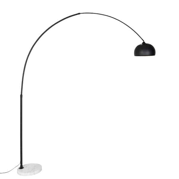 QAZQA Moderne Bogenlampe schwarz mit weiß verstellbar - XXL