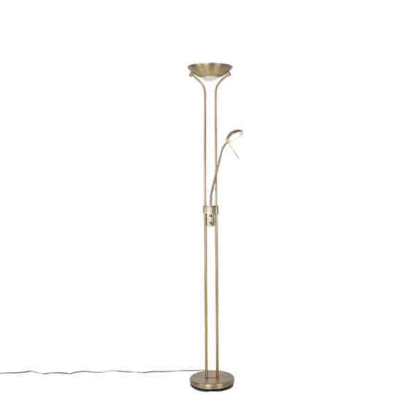 QAZQA Moderne Stehlampe Bronze mit Leselampe inkl. LED dunkel bis warm - Diva