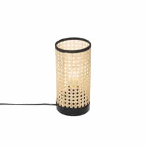 QAZQA Ländliche Tischlampe Rattan - Kata