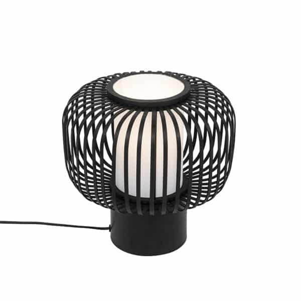 QAZQA Moderne Tischlampe schwarz mit Bambus - Bambuk