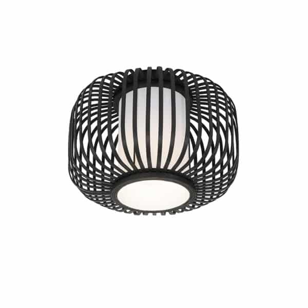 QAZQA Moderne Deckenlampe schwarz mit Bambus - Bambuk