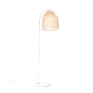 QAZQA Land Stehlampe weiß mit Rattan - Sam