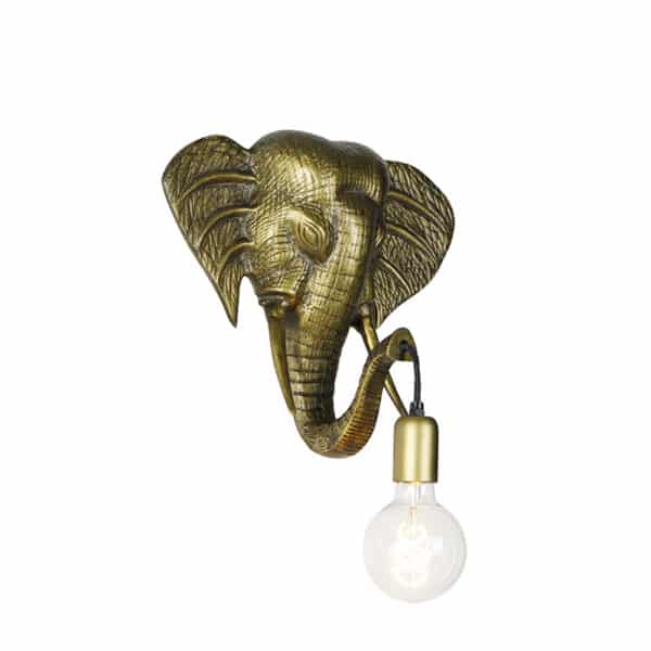 QAZQA Vintage Wandlampe gold - Elefant