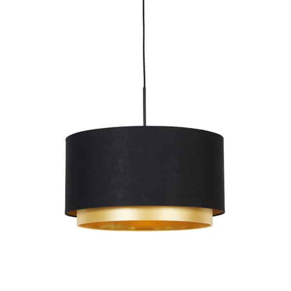 QAZQA Moderne Hängelampe schwarz mit goldenem 47 cm Duo-Schirm - Combi