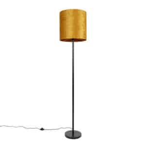 QAZQA Klassische Stehlampe schwarzer Schirm Gold 40 cm - Simplo