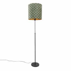 QAZQA Stehlampe schwarzer Schirm Pfau Design 40 cm verstellbar - Parte