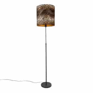 QAZQA Stehlampe schwarzer Schirm Leopard Design 40 cm - Parte