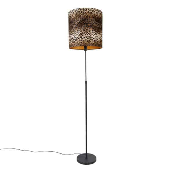 QAZQA Stehlampe schwarzer Schirm Leopard Design 40 cm - Parte